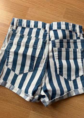 Düğmeli Çizgili Hamile Midi Şort - Görsel 5