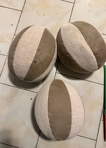 Bej ve Gri Modern Dekoratif Yuvarlak Minder - Görsel 2