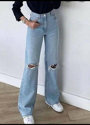 Dizi yırtık plazzo jean