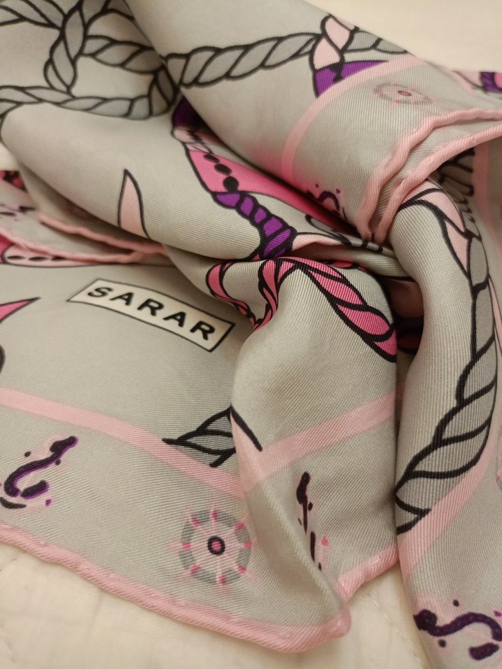 Zincir Detaylı Çok Renkli Bohem Kadın eşarp - Görsel 5