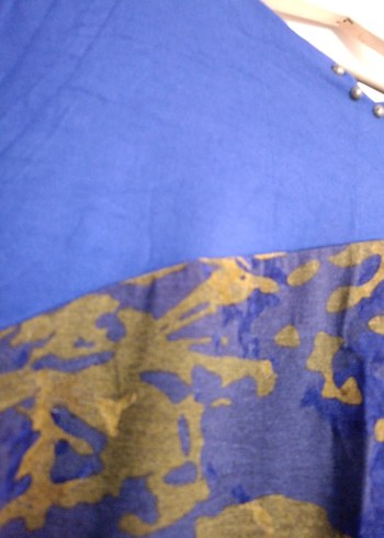 Uzun Kollu Mavi Batik Desenli Bohem Tunik - Görsel 2