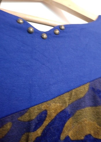 Uzun Kollu Mavi Batik Desenli Bohem Tunik - Görsel 3