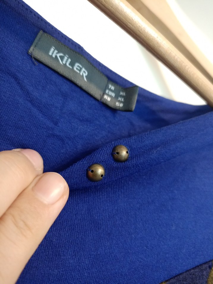 Uzun Kollu Mavi Batik Desenli Bohem Tunik - Görsel 4