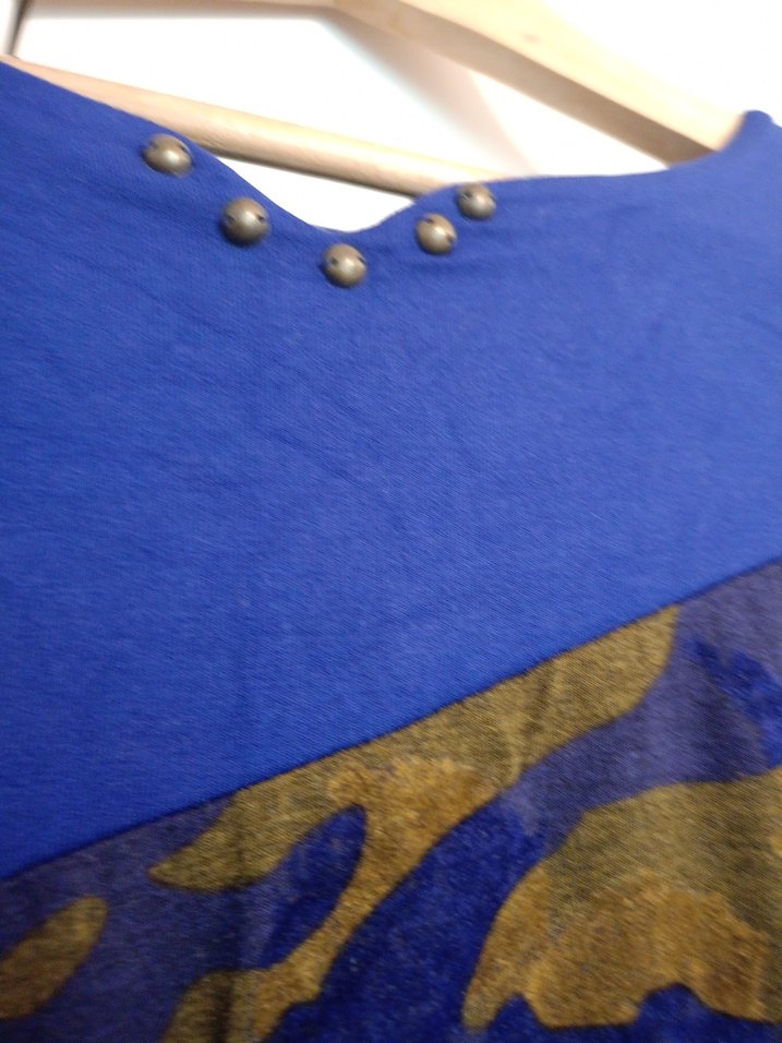 Uzun Kollu Mavi Batik Desenli Bohem Tunik - Görsel 3