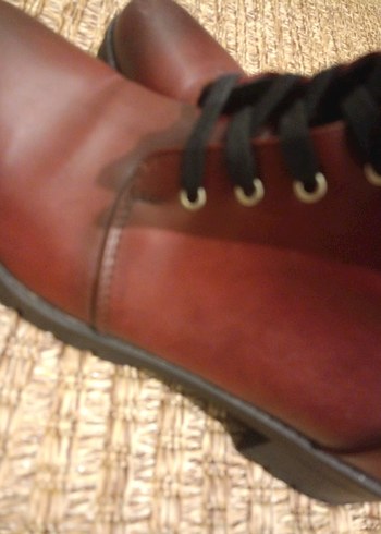 Bordo Deri Kadın Bot, Tokalı, Kalın Topuklu - Görsel 6