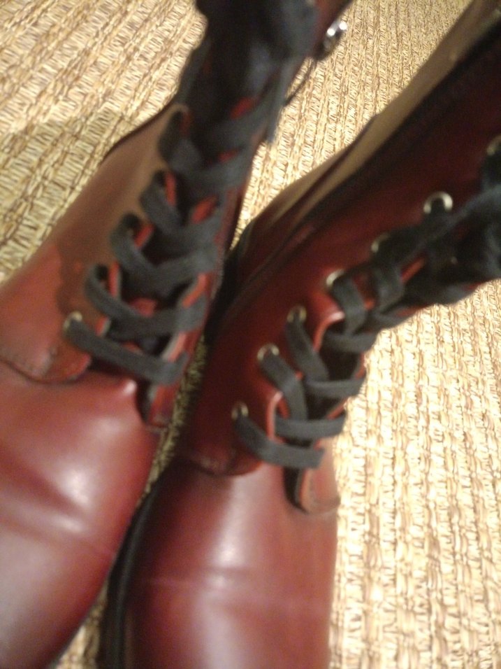 Bordo Deri Kadın Bot, Tokalı, Kalın Topuklu - Görsel 4