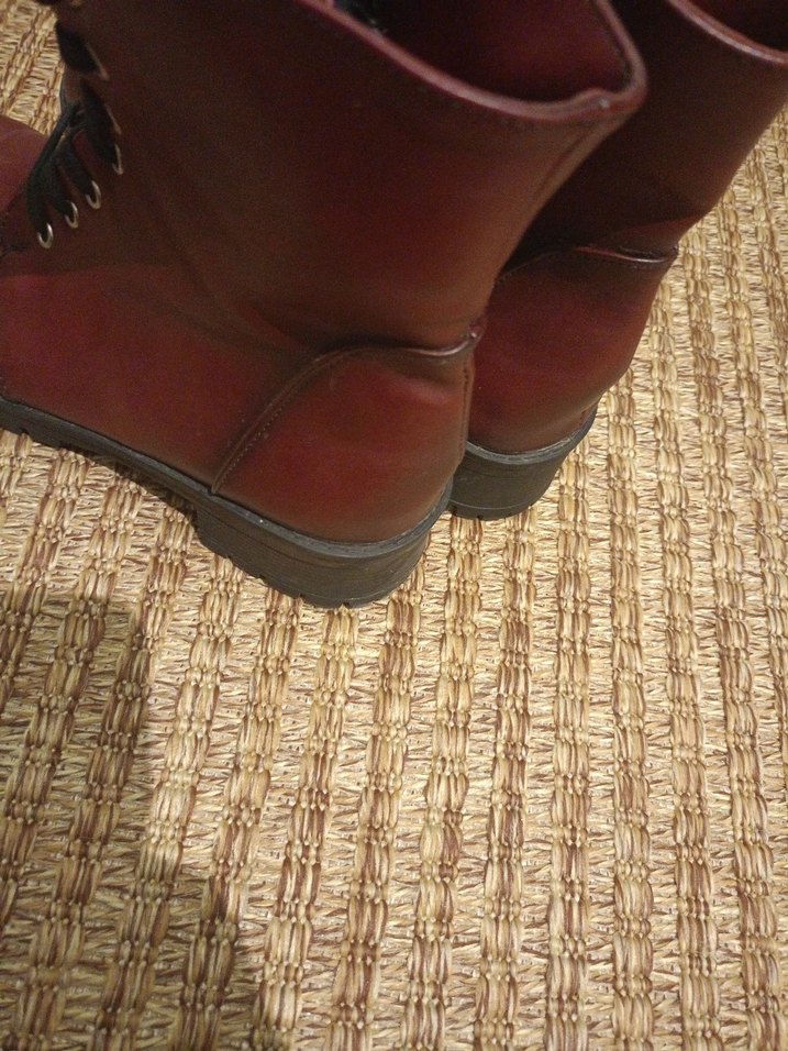 Bordo Deri Kadın Bot, Tokalı, Kalın Topuklu - Görsel 3