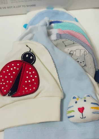 BabyJem Çok Renkli Bebek Şapka Seti, Yumuşak Kumaşlı
