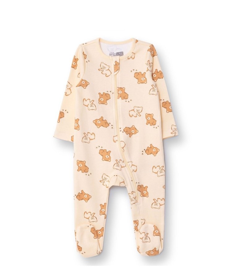 Bej Baskılı Bebek Body Fermuarlı - Görsel 2