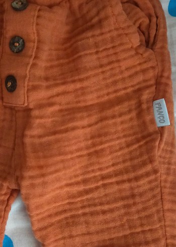 Turuncu Erkek Bebek Keten Takım - Görsel 3