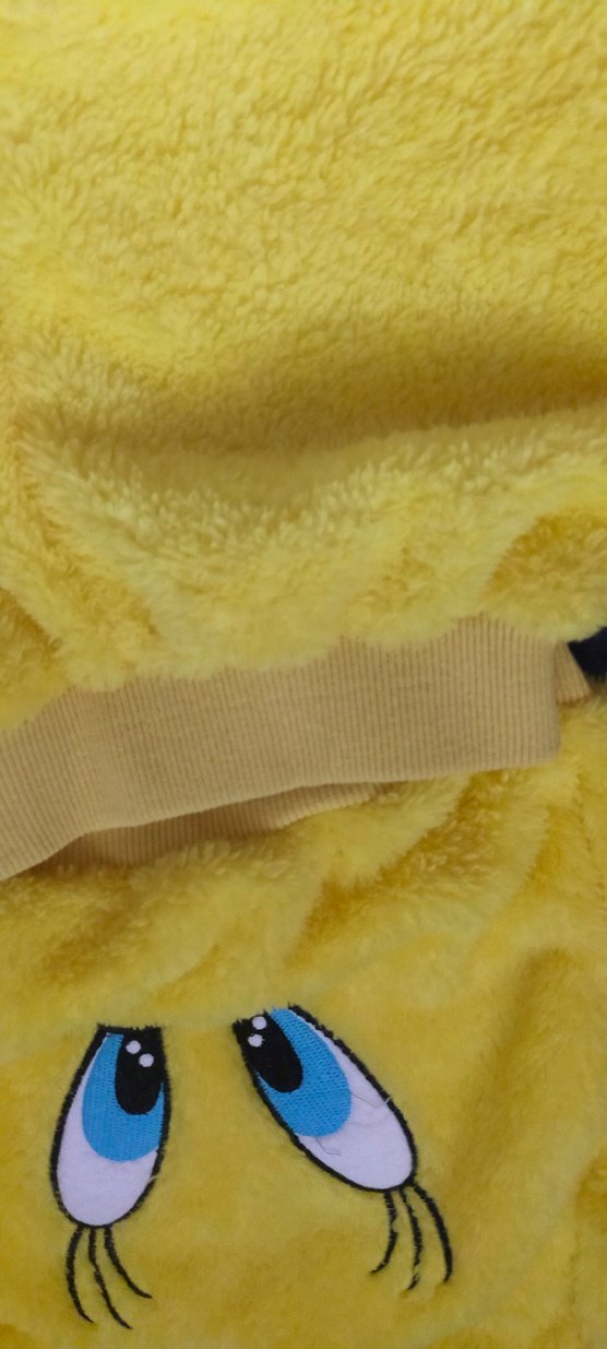 Sarı Tweety Nakışlı Kadife Kız Eşofman Takımı - Görsel 2