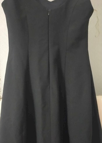 V Yaka Siyah Midi Elbise - Görsel 2