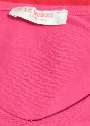 Pembe Baskılı Kısa Kollu Hamile Bluzu - Görsel 2