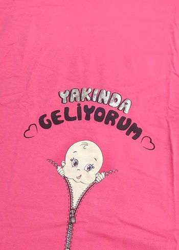 Pembe Baskılı Kısa Kollu Hamile Bluzu - Görsel 3