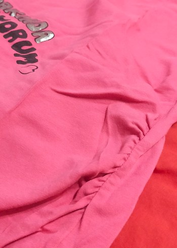 Pembe Baskılı Kısa Kollu Hamile Bluzu - Görsel 4