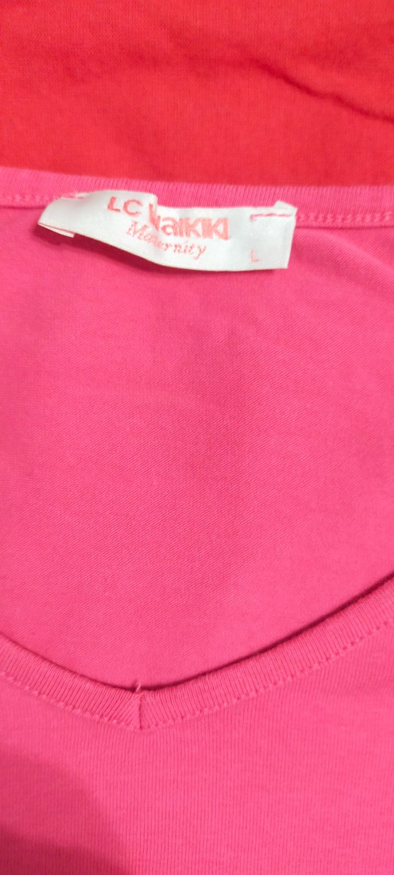 Pembe Baskılı Kısa Kollu Hamile Bluzu - Görsel 2