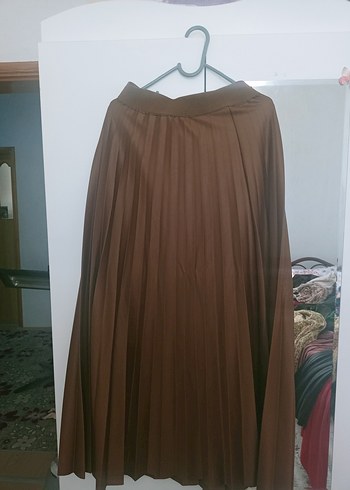 Kadın Kahverengi Pilili Uzun Etek