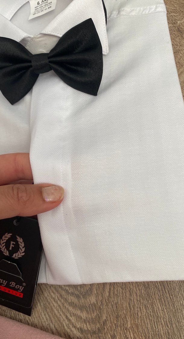 Uzun Kollu Beyaz Erkek çocuk Gömlek Siyah Papyonlu - Görsel 3