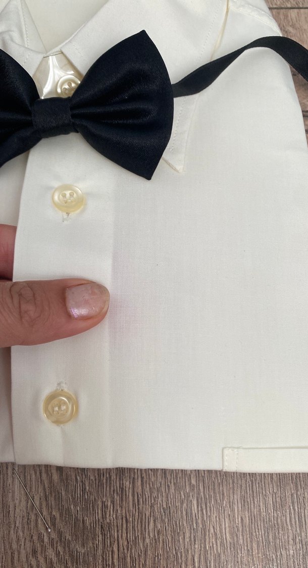 Krem rengi Klasik Çocuk Gömlek ve Siyah Papyon - Görsel 2