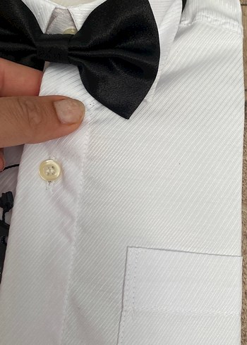 Düğmeli Siyah Papyonlu Beyaz Çocuk Gömleği - Görsel 2