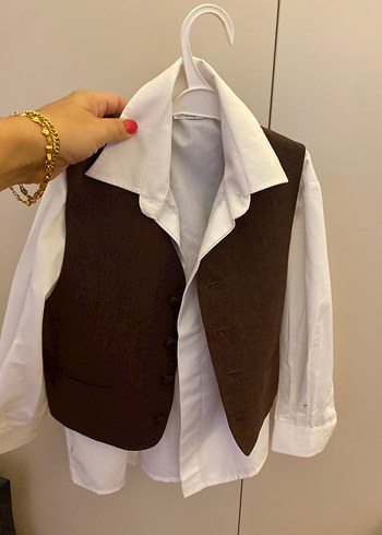 Bordo Düğmeli Erkek Çocuk Yelek - Görsel 4