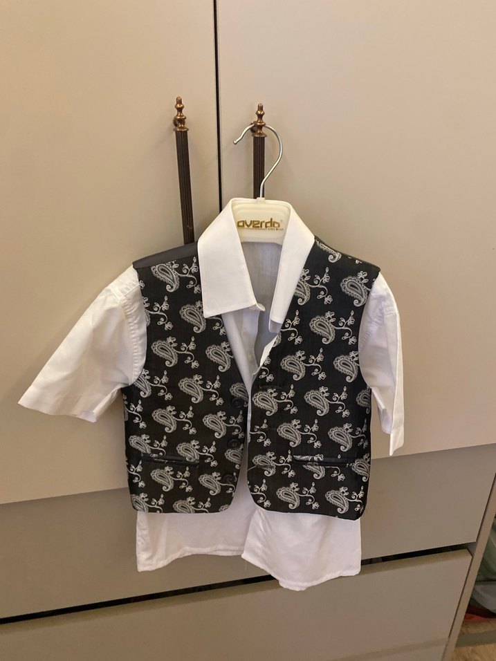 Çocuk Goth Stili Düğmeli Yelekli Takım - Görsel 2