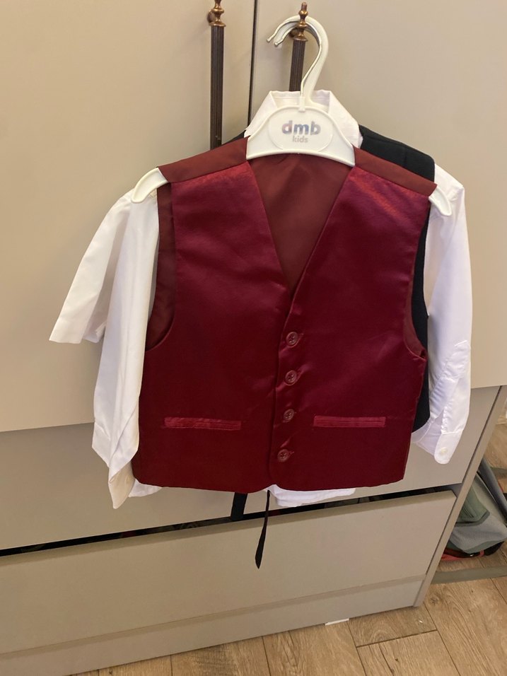 Düğmeli Desenli Kolsuz Gri takım elbise - Görsel 5