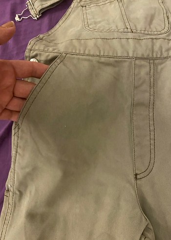 Bej Denim Salopet - Görsel 3