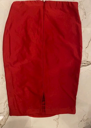 Parlak Kırmızı Midi Etek - Görsel 6