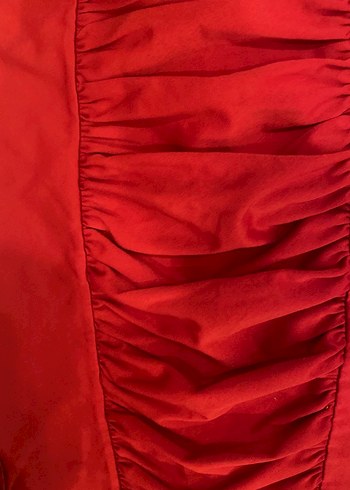 Parlak Kırmızı Midi Etek - Görsel 3