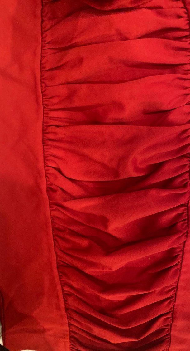 Parlak Kırmızı  Midi Etek - Görsel 3