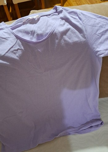 Mor Keten Kumaşlı Kısa Kollu Tişört - Görsel 3