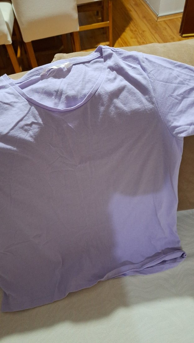 Mor Keten Kumaşlı Kısa Kollu Tişört - Görsel 3