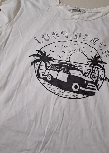 Baskılı Beyaz Kadın Tişört - Görsel 3