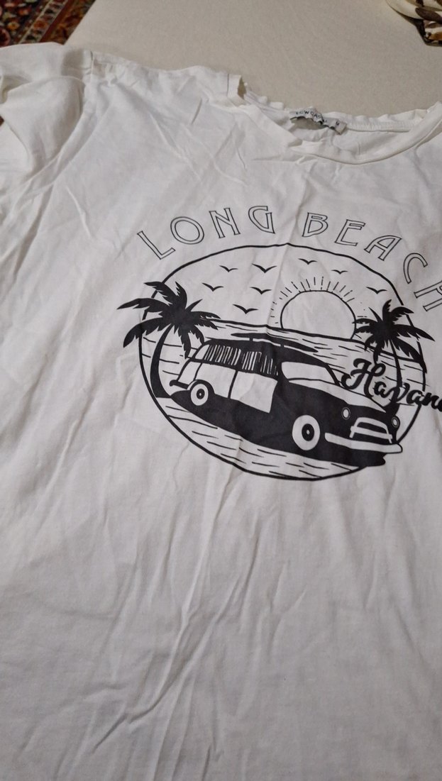 Baskılı Beyaz Kadın Tişört - Görsel 3