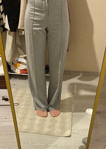 Addax Gri Yüksek Bel Geniş Paça Pantolon - Görsel 2