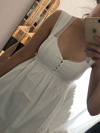 Zara Pamuklu beyaz elbise 