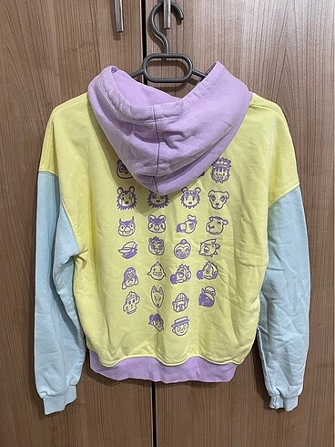 H&M H&M XS Beden Animal Crossing Renkli Sweatshirt