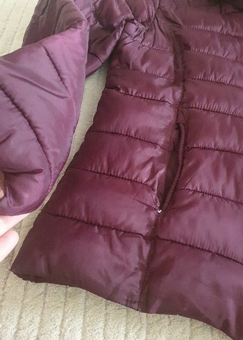 36 Beden Bordo Kapüşonlu Kadın Kışlık Mont