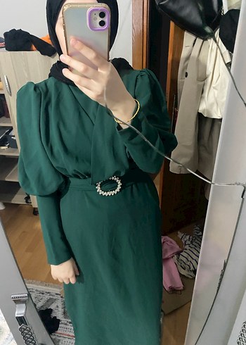 Koyu Yeşil elbise - Görsel 5