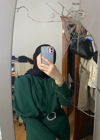 Koyu Yeşil elbise - Görsel 2