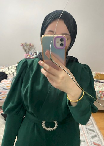 Koyu Yeşil elbise - Görsel 4