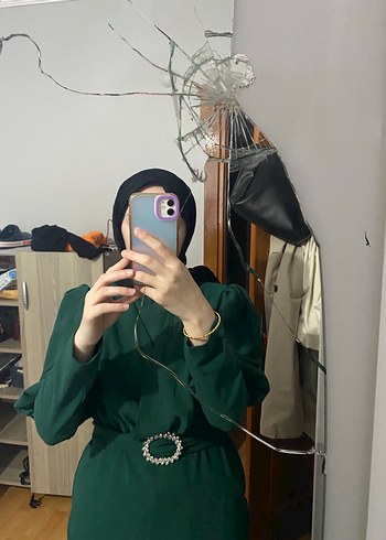 Koyu Yeşil elbise - Görsel 3