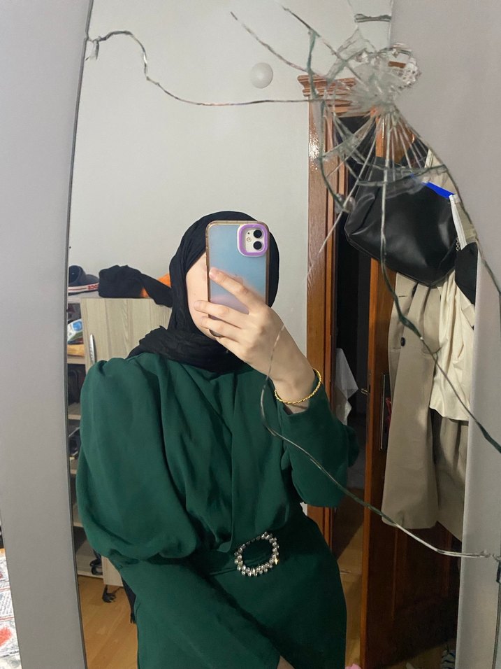 Koyu Yeşil elbise - Görsel 2