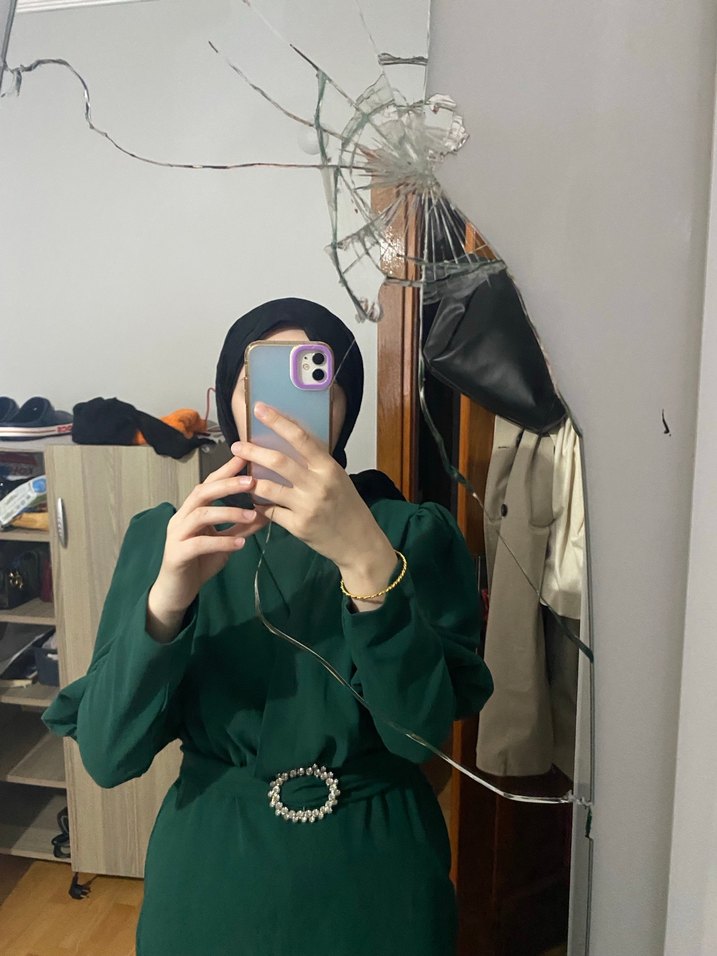 Koyu Yeşil elbise - Görsel 3