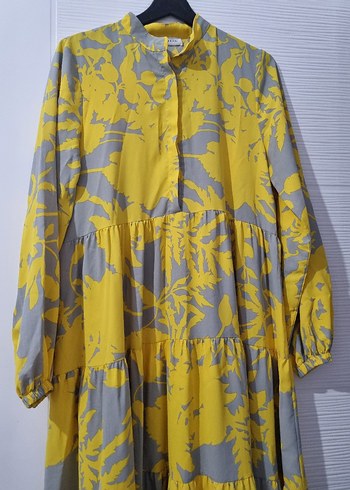 terzi dükkanı Sarı Gri Pilili Bohem Uzun Elbise - Görsel 5