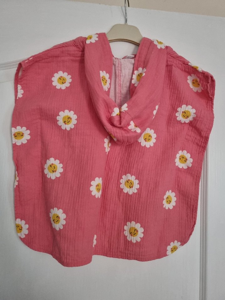 Kız Çocuk Pembe Çiçekli Bohem Panço - Görsel 2