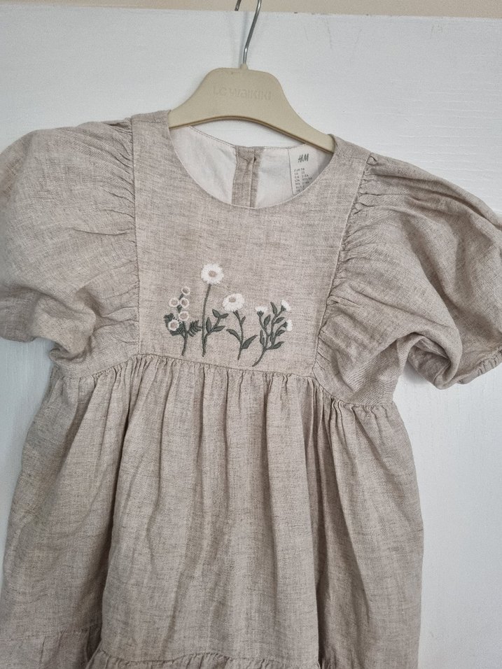 Nakışlı Keten Kız Elbisesi h&m - Görsel 5