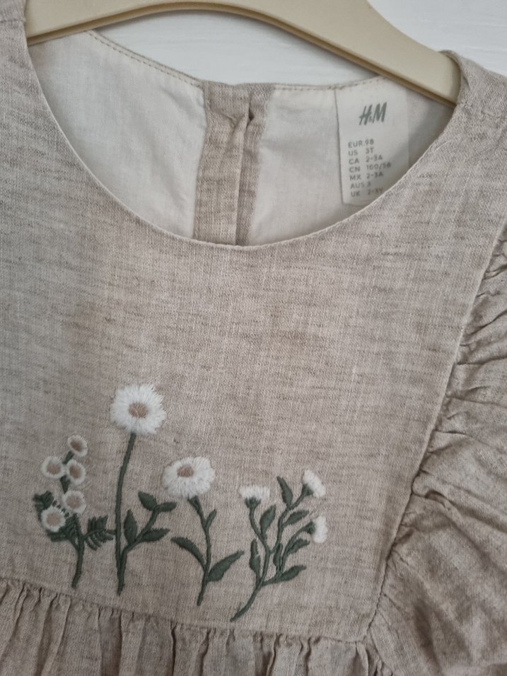 Nakışlı Keten Kız Elbisesi h&m - Görsel 4