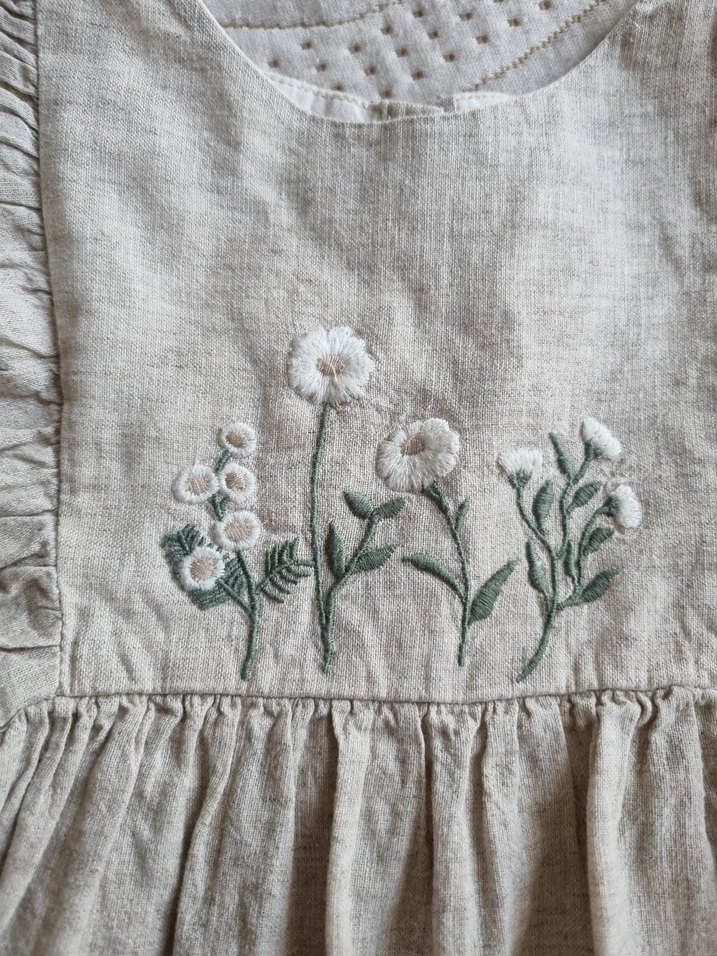 Nakışlı Keten Kız Elbisesi h&m - Görsel 2